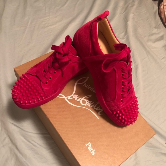 Pink Suede Louis Junior Spikes Sneakers - Picture 3 of 7